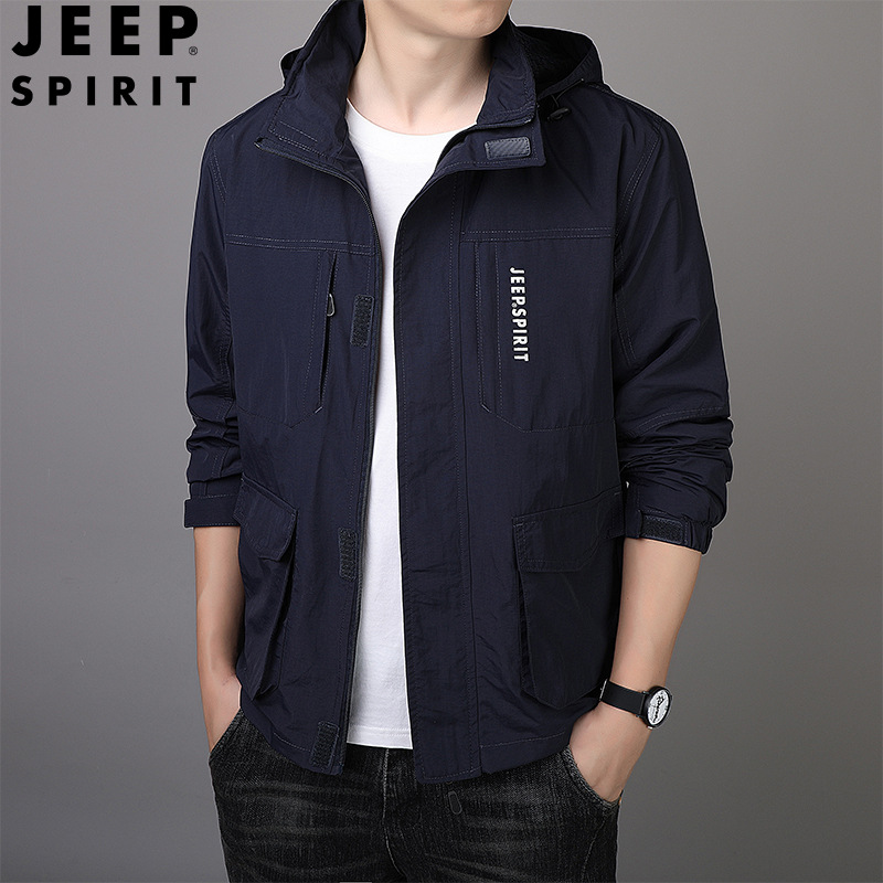 JEEP SPIRIT夹克男中年时尚休闲男装外衣工装春秋款外套HL7167