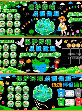 墙贴中小学教室墙贴教室从我做起墙贴画保护环境黑板报栏教室节能