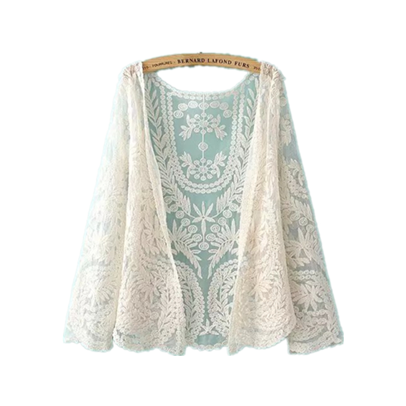 雅依俪人海边度假蕾丝开衫沙滩外塔防晒泳衣比基尼罩衫可下水小披肩外套女3