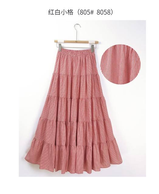 Pleated skirt, mid-length skirt, spring and summer slimming plaid skirt