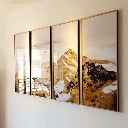 瑞杰 晶瓷画《山巅云海》新中式金山招财画 轻奢大气客厅靠山挂画 - 图0