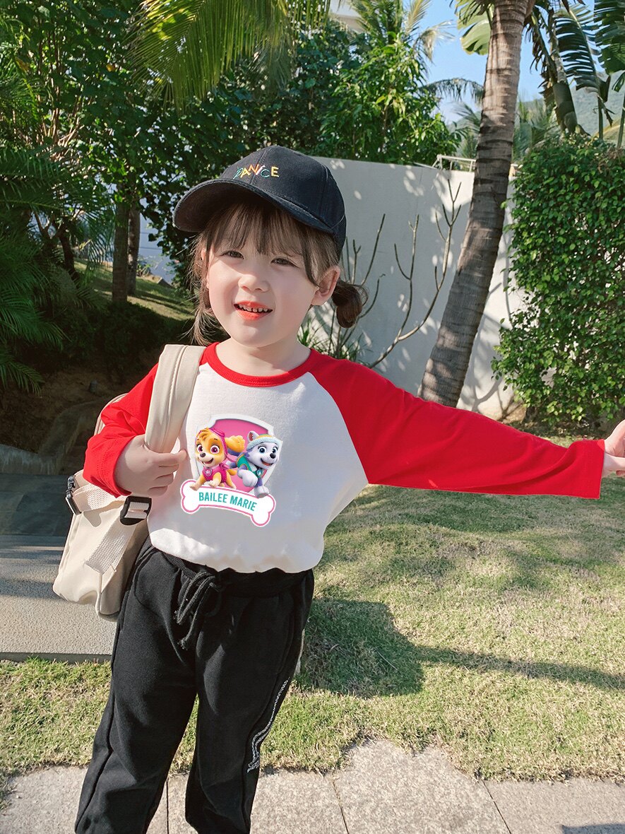 汪汪队衣服儿童纯棉长袖t恤2023春秋季新款女宝宝洋气春上衣童装