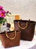 Соломенная ретро сумка, универсальная бамбуковая корзина
