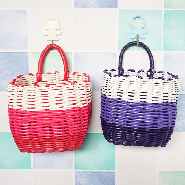 Plastic woven bathroom storage basket storage basket