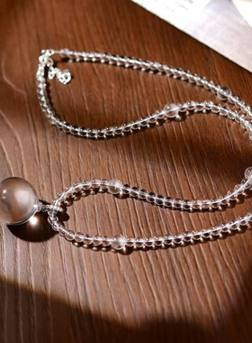 东海水晶天然白水晶项链项坠女