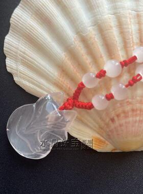 天然冰粉晶狐狸吊坠粉水晶狐狸项坠招桃花女包邮爱情水晶