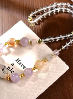 多巴胺多宝天然白水晶项链女时尚