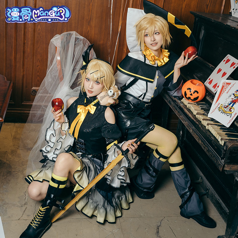 漫骨初音未来小浣熊镜音连镜音铃cos服动漫镜音双子服装全套c服_虎窝淘