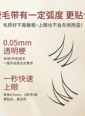 【婉儿下睫毛】睫丫吖假睫毛透明梗小野猫分段空气猫耳白月光美睫