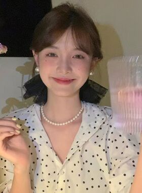 mona同款网纱波点大肠发圈高级感气质超大蕾丝发圈头绳女头花发饰