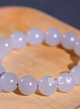 冰烟紫圆珠手串天然玉石