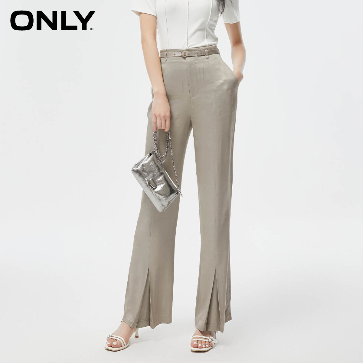 时尚开叉宽松显瘦微喇休闲裤女