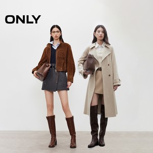 ONLY2026春季新款通勤假两件长袖翻领短裙可拆卸两穿领连衣裙女