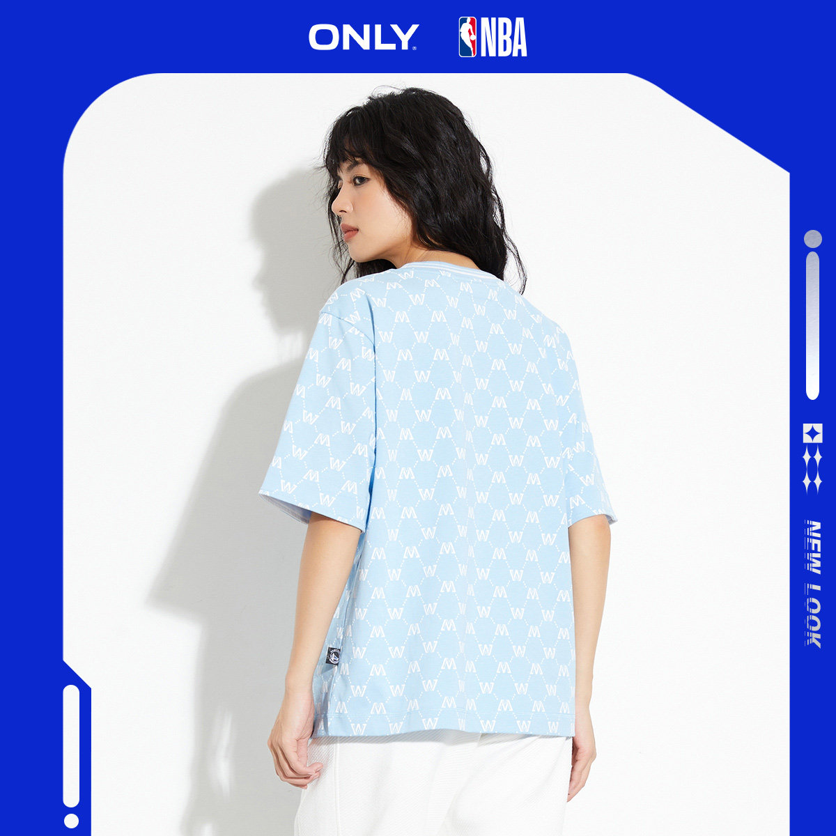 夏季新款NBA联名款潮酷满印圆领宽松T恤女