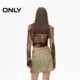 Lingzhi ONLY2025 new winter fashion trendy and cool distressed A-line high-waisted short skirt for women
