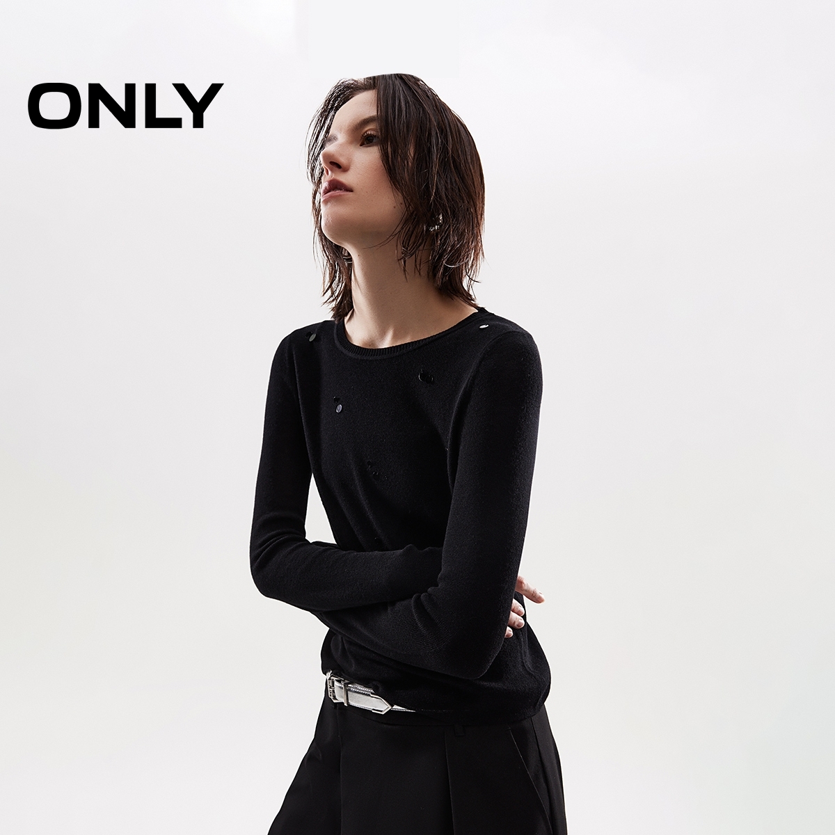 【所有女生的衣橱直播间】ONLY罗纹高领针织衫/亮片针织衫