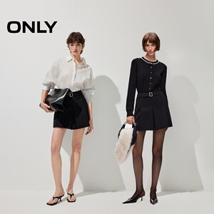 ONLY2026春季新款优雅立体挺阔质感腰带A字短裙百褶裙半身裙女