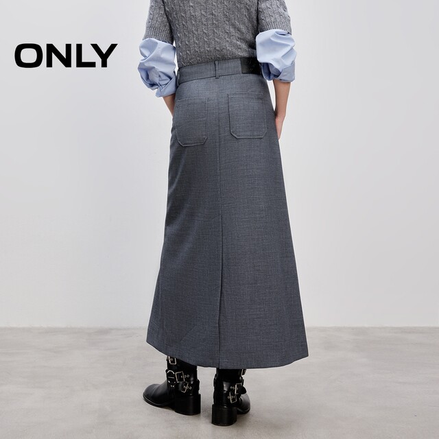 ສີແຂງເທົ່ານັ້ນ A hem suit skirt ຍາວ
