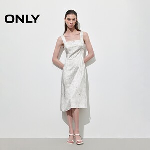 ONLY夏季修身长袖薄开衫吊带裙子收腰中长裙套装连衣裙女