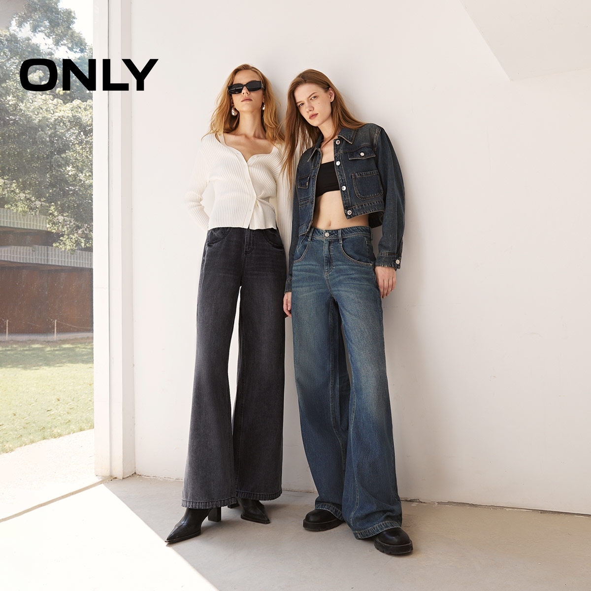 ONLY冬季潮流百搭喇叭牛仔裤+直筒牛仔裤 - 图0