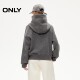 ONLY2025冬季新款休闲保暖宽松含绵羊毛毛呢大衣连帽抽绳拉链外套