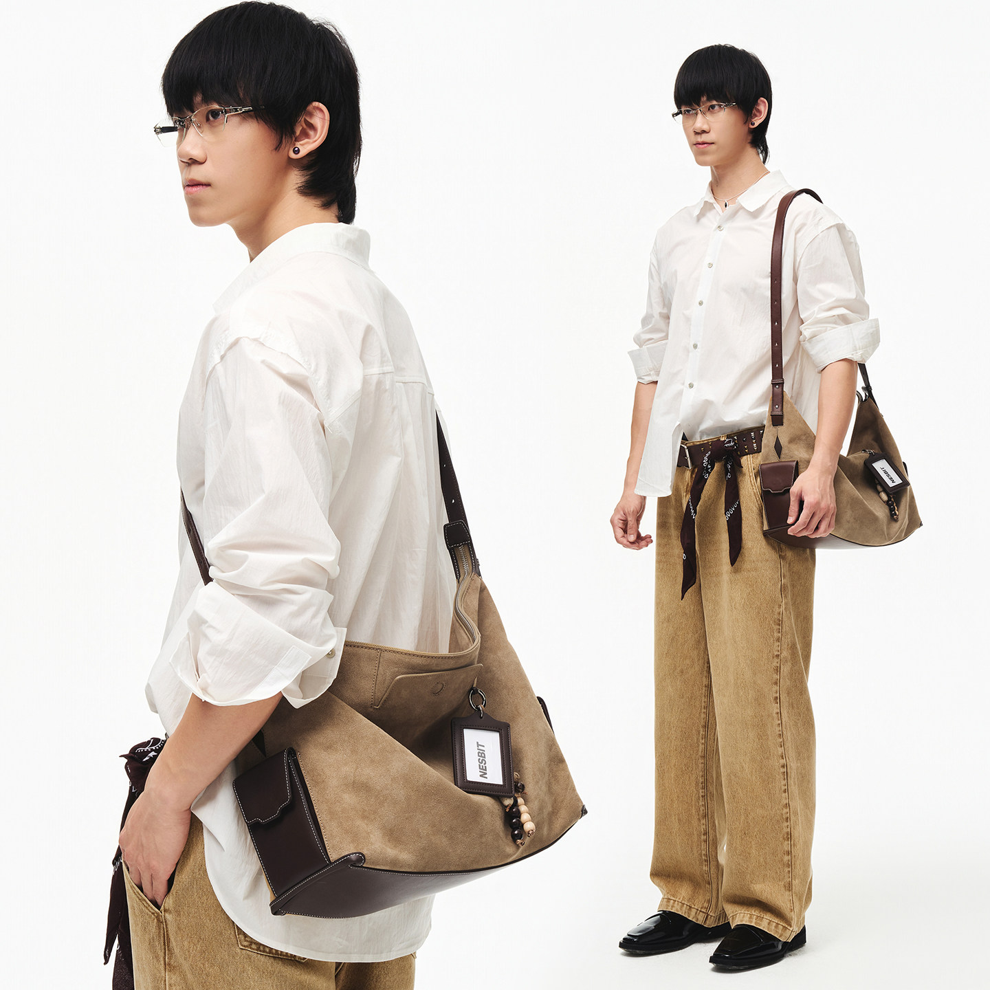 NESBIT【文艺青年】真皮男包hobo复古托特包大容量通勤单肩斜挎包,淘宝优惠券,粉丝福利购,淘宝优惠卷