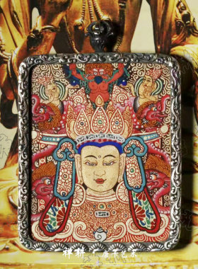 微唐唐卡吊坠热贡那女款布本银壳