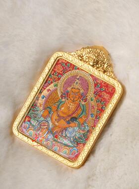 热贡纯手绘随身微唐吊坠黄C