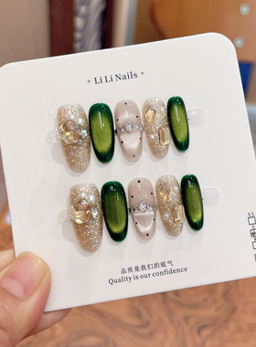 纯手工穿戴甲2026新款高级感短款美甲贴片假指甲可拆卸显白新年