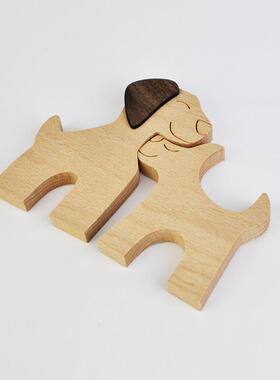 北欧木质桌面小狗工艺品摆件