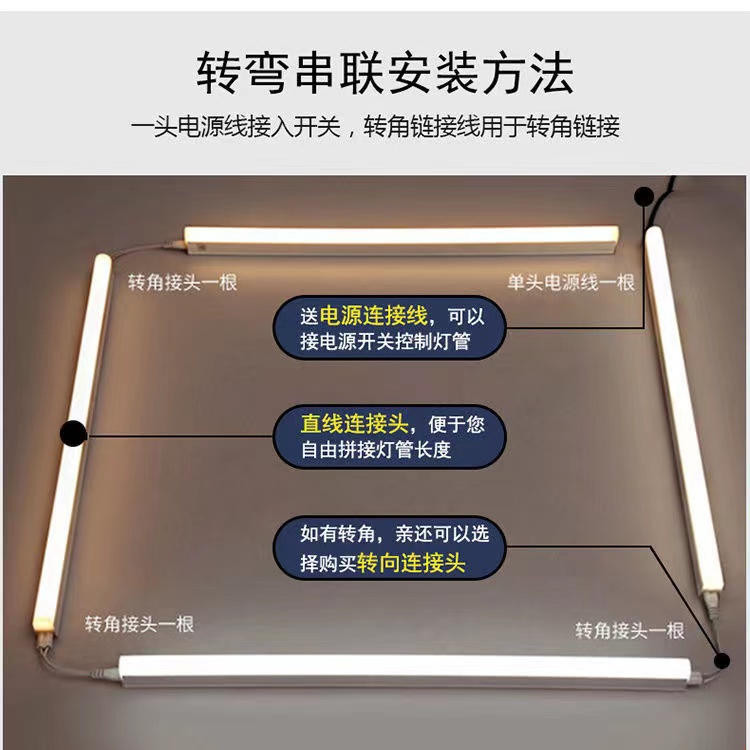 led灯管T5一体化商用超市1.2米全套长条灯T8超亮节能洗车间照明灯 - 图3