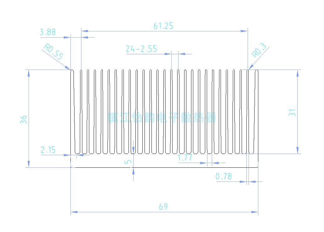 宽69高36散热片 铝型材散热器电子散热器铝合金散热器现货可开票,淘宝优惠券,粉丝福利购,淘宝优惠卷