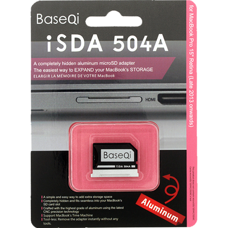 BaseQi苹果MacBook Pro Retina铝合金隐藏式读卡器内存扩展sd卡套