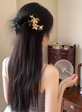 古风U形发簪高级感珍珠麦穗簪