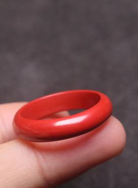 保真朱砂指环戒指跑环男女饰品