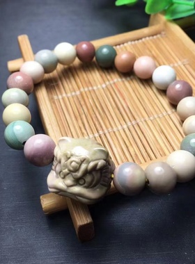 天然阿拉善玛瑙彩玉奶昔料醒狮手链手串糖果可爱男女佩戴饰品礼物