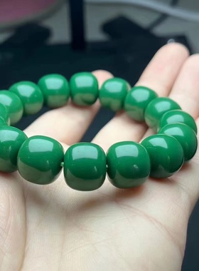 雪巴琉璃菜籽绿老型单圈手串手链