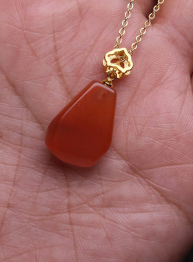 天然南红玛瑙吊坠项链随型原石单珠可爱玉石脖挂饰品礼物手工配饰