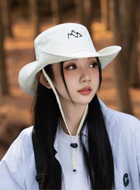 登山防晒帽子女夏季显脸小户外遮阳帽钓鱼渔夫帽男速干徒步露营帽