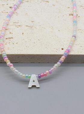 多巴胺小米珠项链糖果色锁骨链