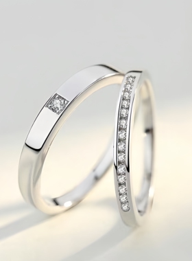 999纯银情侣对戒闭口活口可调节