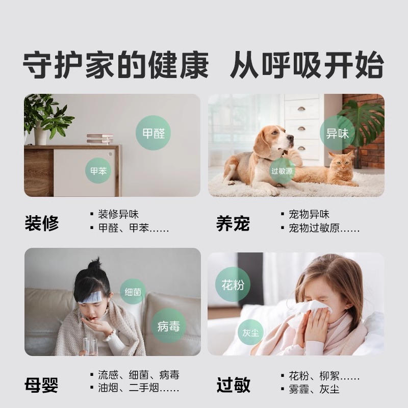 美的空气净化器除甲醛家用加湿杀菌除烟味卧室吸附猫毛净化机P500