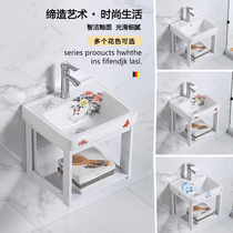 Ceramic hanging wall type Balcony Wash Basin Cabinet Combo Wall-mounted Washbasin Home small family Type washroom washbasin