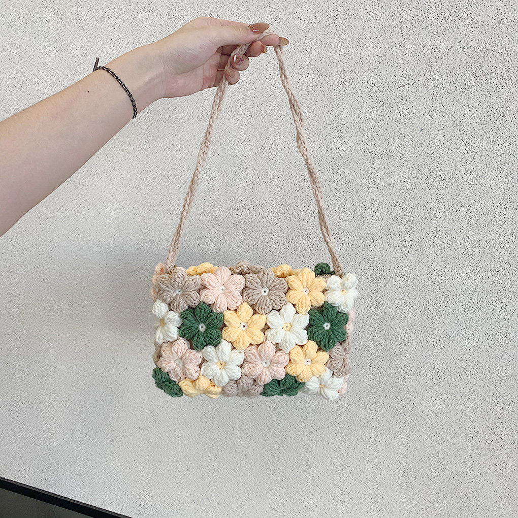 Stuuuly手工diy花朵包珍珠编织自制材料包毛线钩织成品手提包斜挎,淘宝优惠券,粉丝福利购,淘宝优惠卷