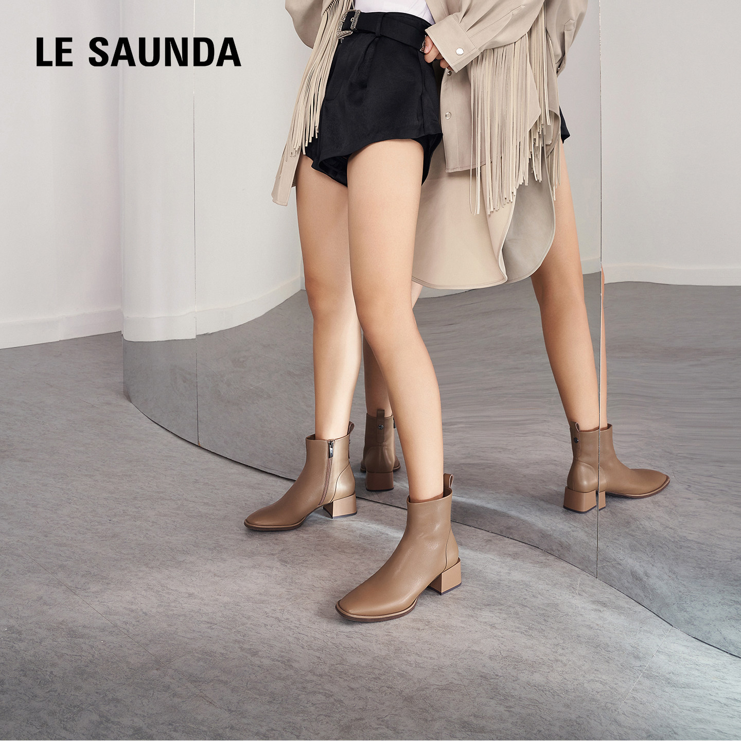 【李佳琦直播间零食节】莱尔斯丹奶油乳酪秋冬真皮加绒切尔西短靴,淘宝优惠券,粉丝福利购,淘宝优惠卷