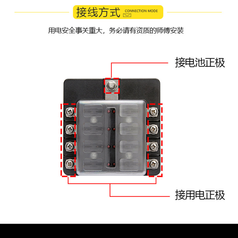 汽车改装多路保险丝盒保险片座轮船游艇通用LED一进多出保险总成-图1