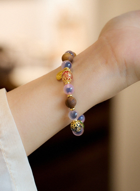 灵隐2025奇楠沉香五彩琉璃手链礼