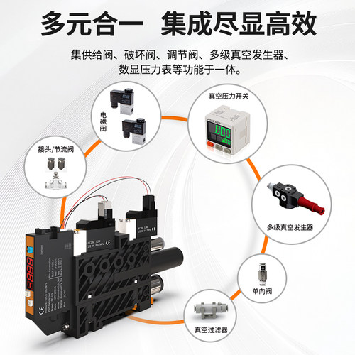 ASICKO集成式真空发生器吸破一体多级电磁阀组大吸力AKVS23大流量 - 图0
