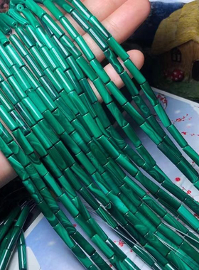 天然孔雀石圆柱桶珠散珠路路通diy手链吊坠锁骨流苏配件水晶串珠