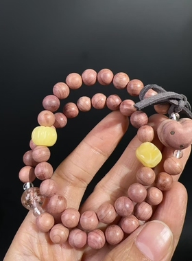 8MM血柏木搭配爱心双圈佛珠diy女生手链高油密手串文玩批发